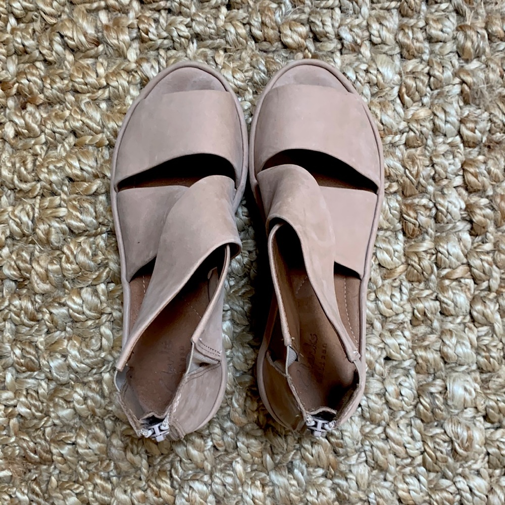 CLARKS Wedge Sandal. Super comfortable. Back zipper makes for easy on & off.